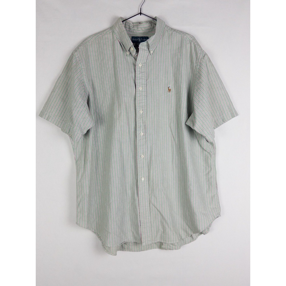 Polo Ralph Lauren Classic Fit Shirt Mens XXL Green Striped Classic Pony Cotton